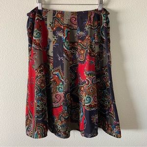 Chico’s Floral Paisley Silk Flare Skirt